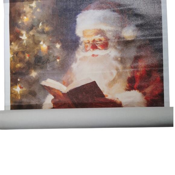 Santa Claus Reading by Christmas Tree Canvas Wall Art, Holidays, 12x18" Unframed - Picture 4 of 4